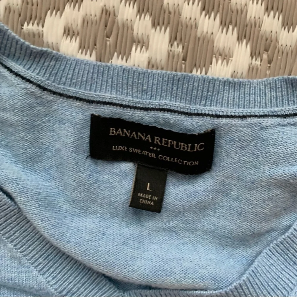 Banana Republic Light Sky Blue V-Neck Long Sleeve Luxe Sweater Men’s Large
